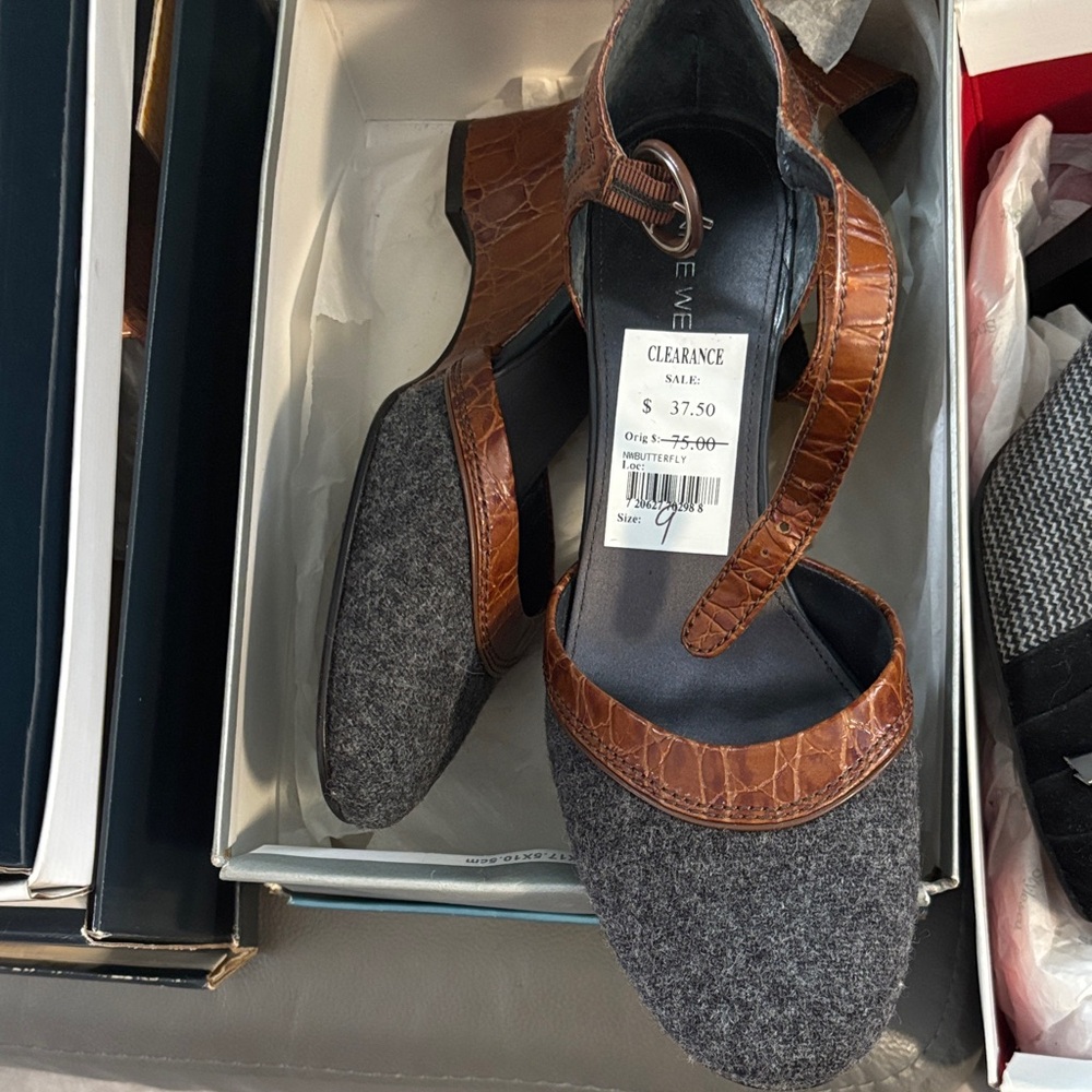Nine West Brown and Gray Heels